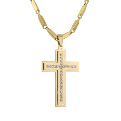 Large Cross Necklace with 4mm Bullet Chain 24" - SCP-728