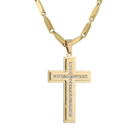 Large Cross Necklace with 4mm Bullet Chain 24" - SCP-728