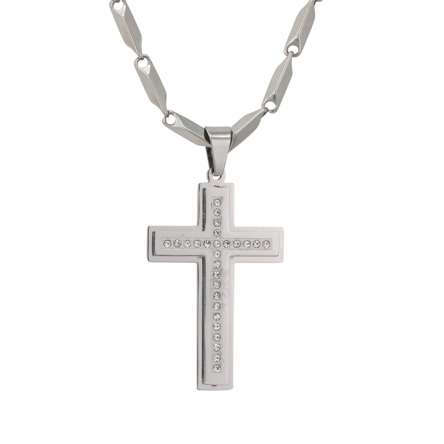 Large Cross Necklace with 4mm Bullet Chain 24" - SCP-728