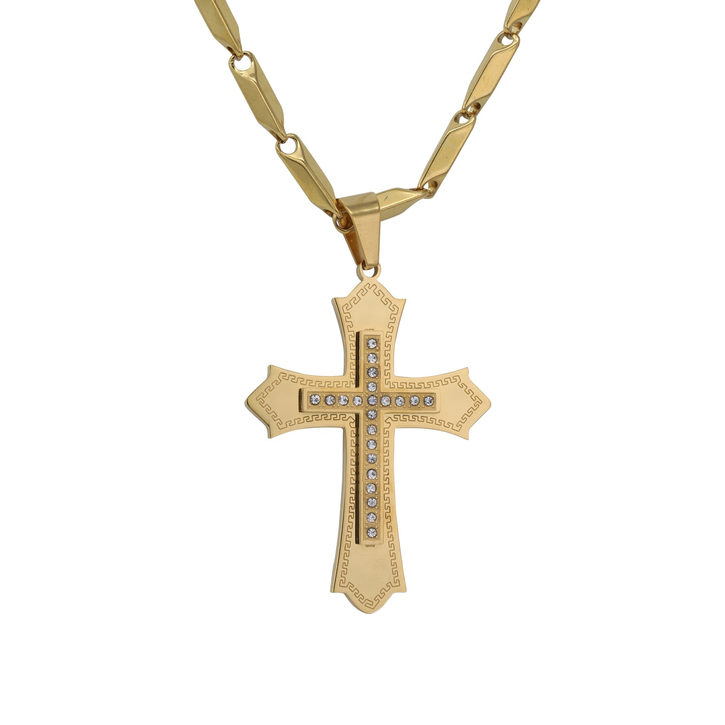 Large Cross Necklace with 4mm Bullet Chain 24" - SCP-730