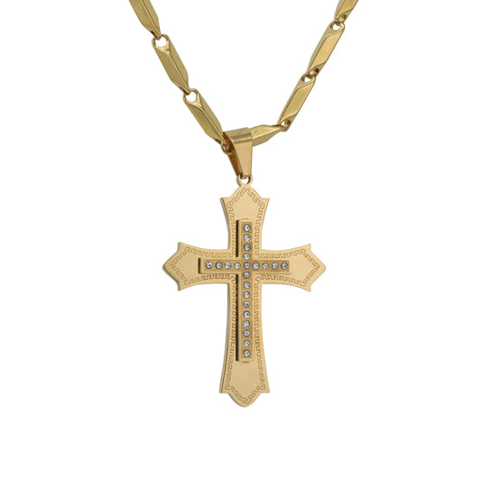Large Cross Necklace with 4mm Bullet Chain 24" - SCP-730