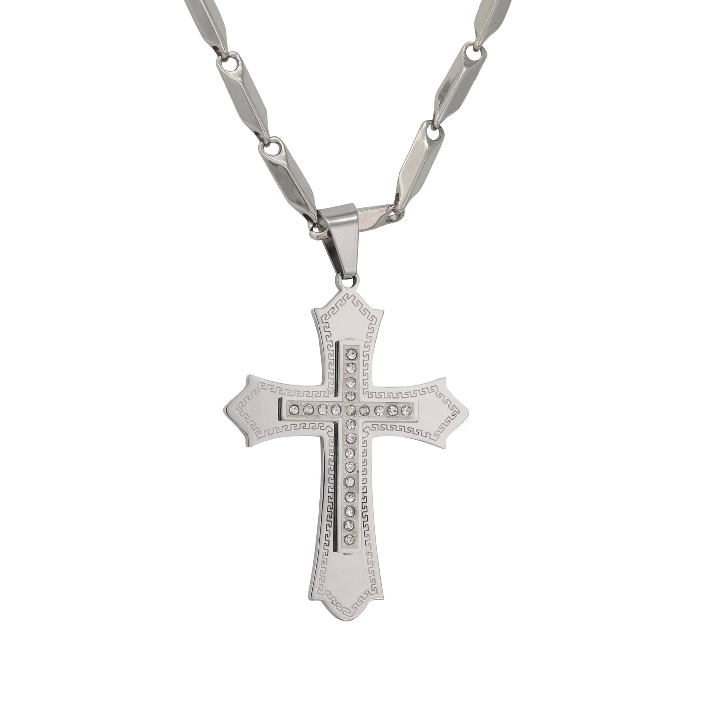 Large Cross Necklace with 4mm Bullet Chain 24" - SCP-730