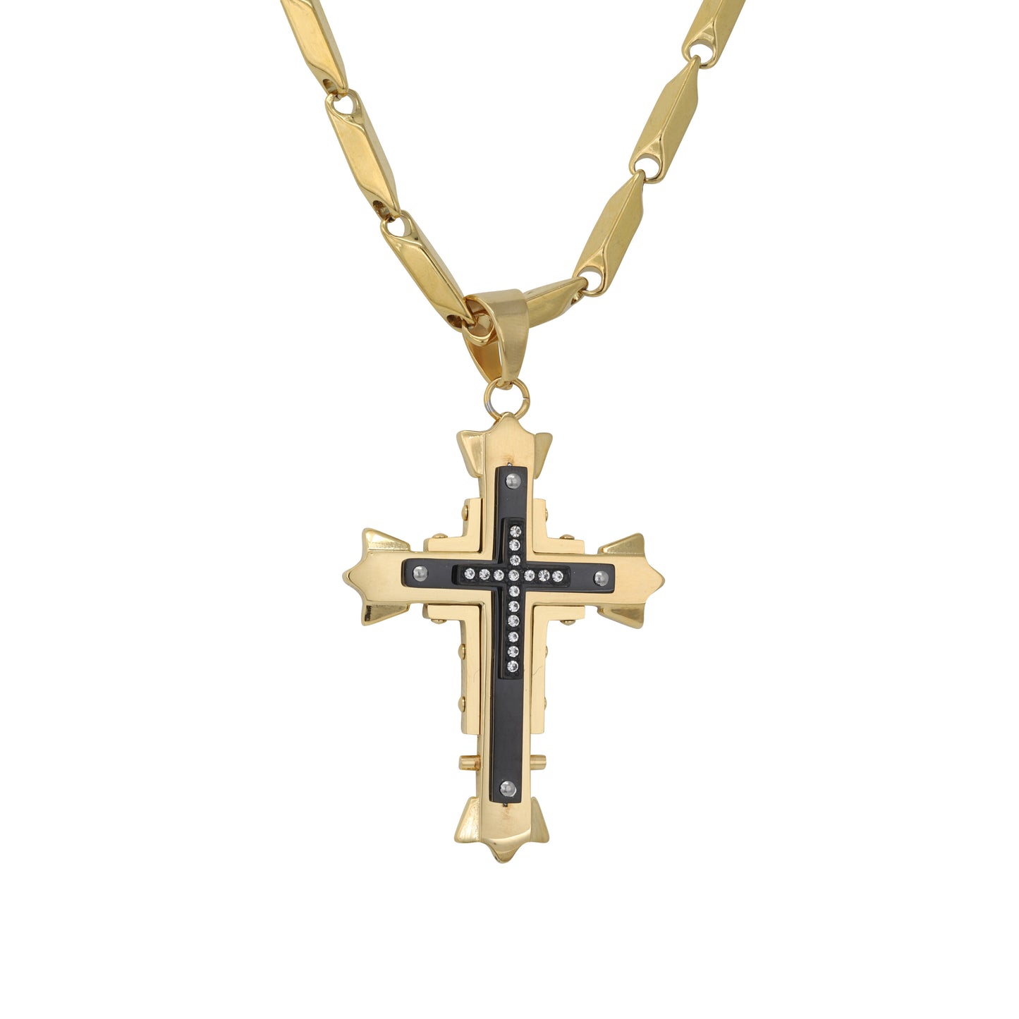 Large Cross Necklace with 4mm Bullet Chain 24" - SCP-731
