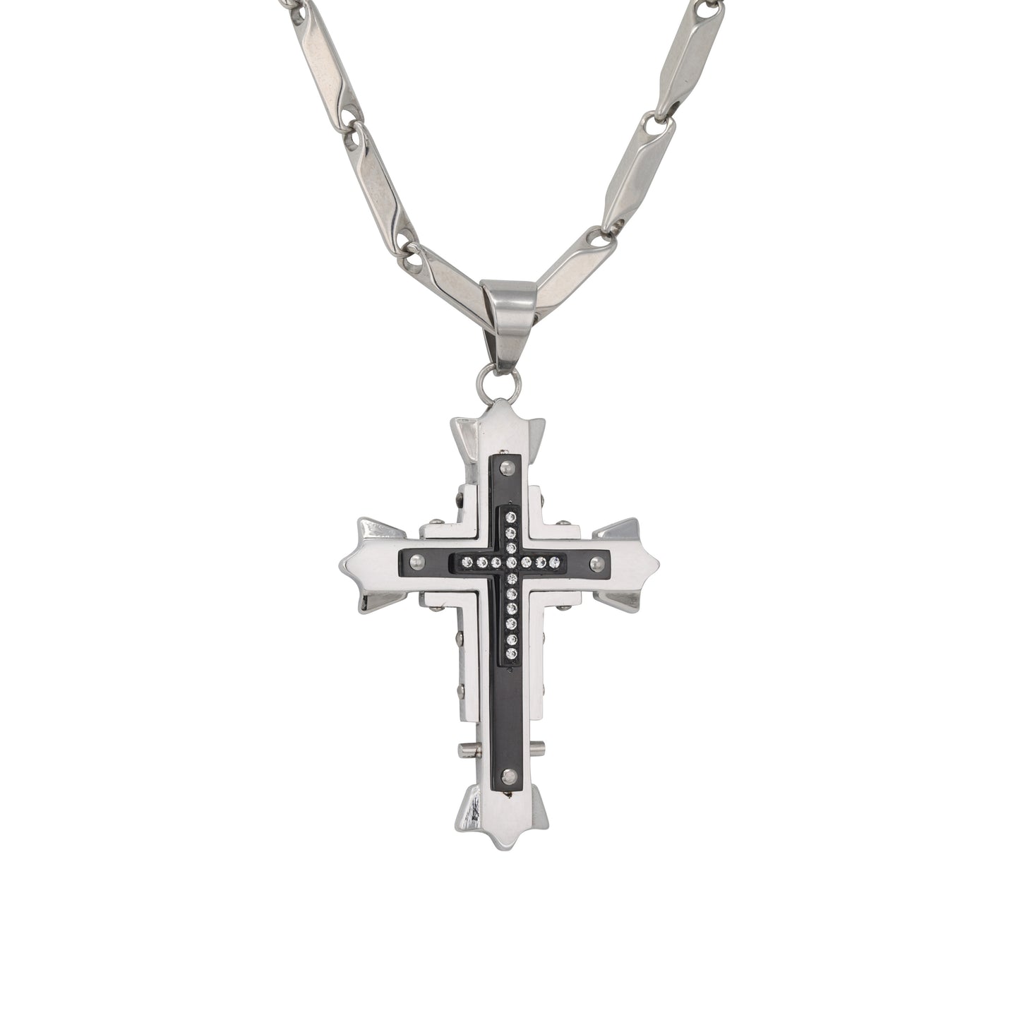 Large Cross Necklace with 4mm Bullet Chain 24" - SCP-731