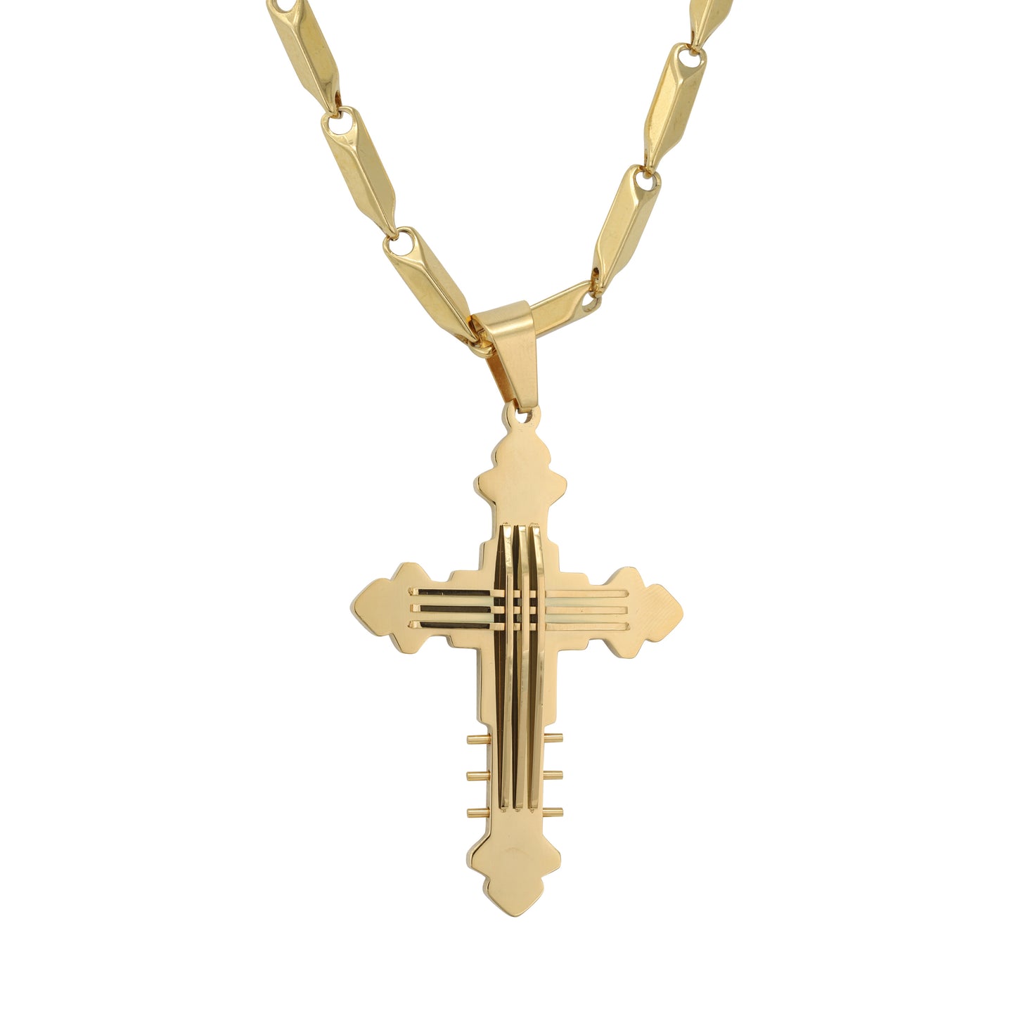Large Cross Necklace with 4mm Bullet Chain 24" - SCP-735**
