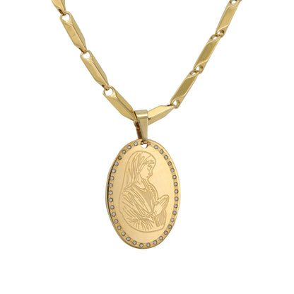 Large Guadalupe Necklace with 4mm Bullet Chain 24" - SCP-737**