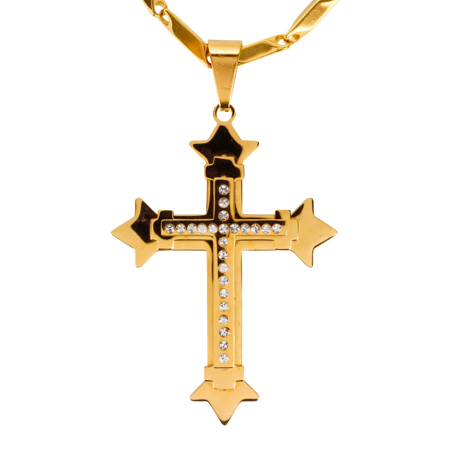 Large Cross Necklace with 4mm Bullet Chain 24" - SCP-739**