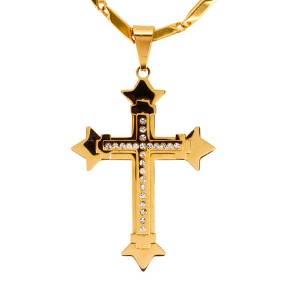Large Cross Necklace with 4mm Bullet Chain 24" - SCP-739**