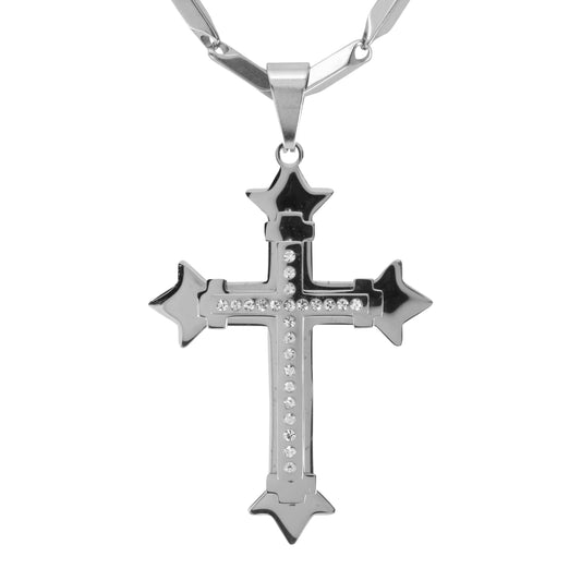 Large Cross Necklace with 4mm Bullet Chain 24" - SCP-739**