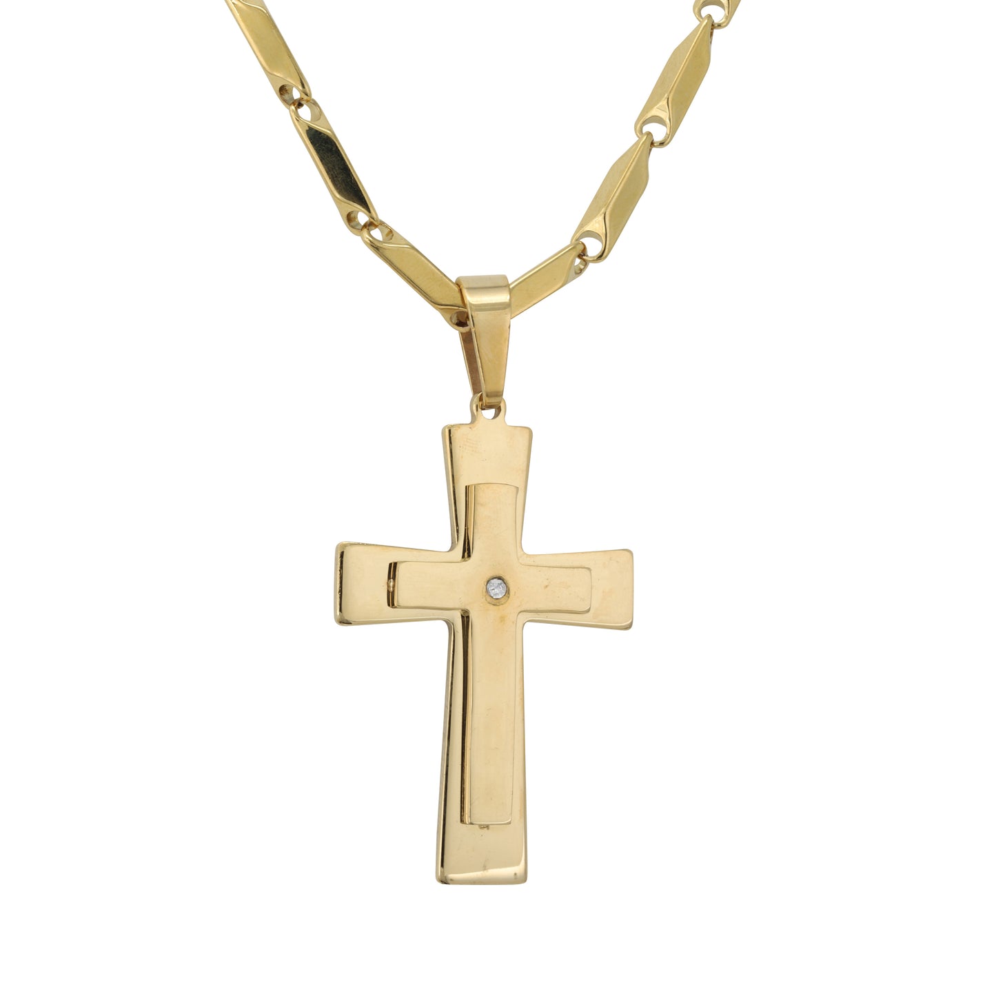 Large Cross Necklace with 4mm Bullet Chain 24" - SCP-742**