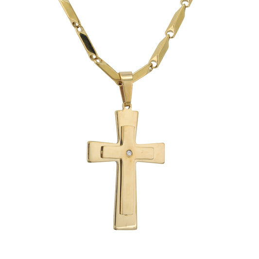 Large Cross Necklace with 4mm Bullet Chain 24" - SCP-742**