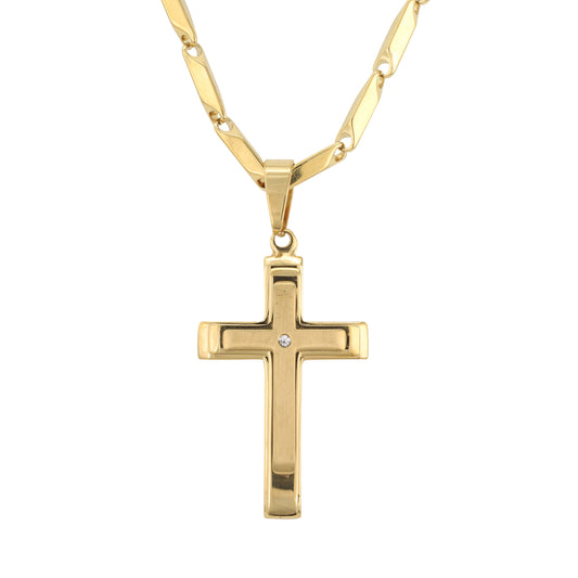 Large Cross Necklace with 4mm Bullet Chain 24" - SCP-744**