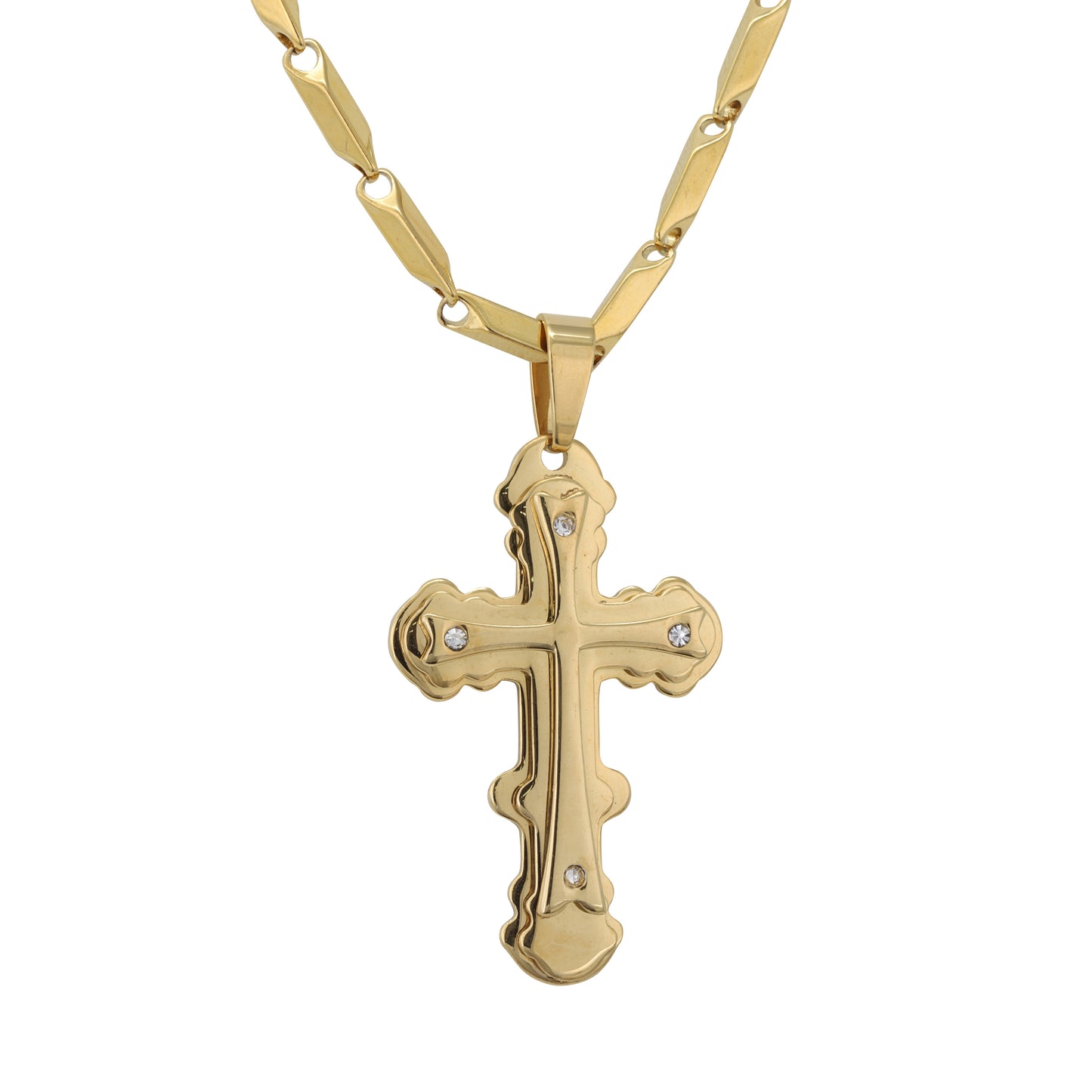 Large Cross Necklace with 4mm Bullet Chain 24" - SCP-745**