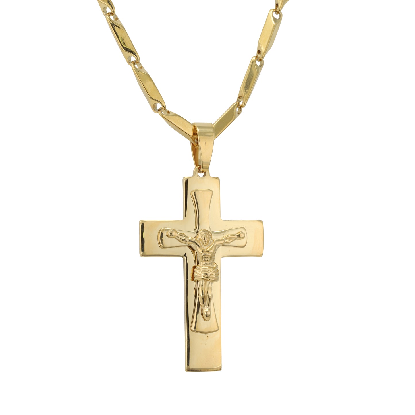 Large Cross Necklace with 4mm Bullet Chain 24" - SCP-747**