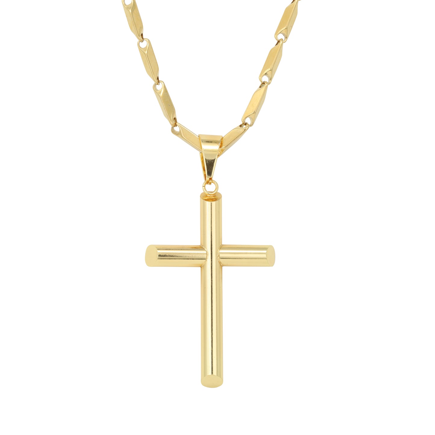 Large Cross Necklace with 4mm Bullet Chain 24" - SCP-748