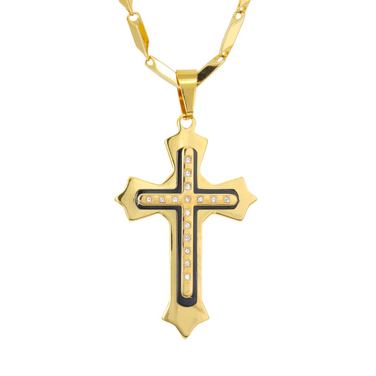 Large Cross Necklace with 4mm Bullet Chain 24" - SCP-749**