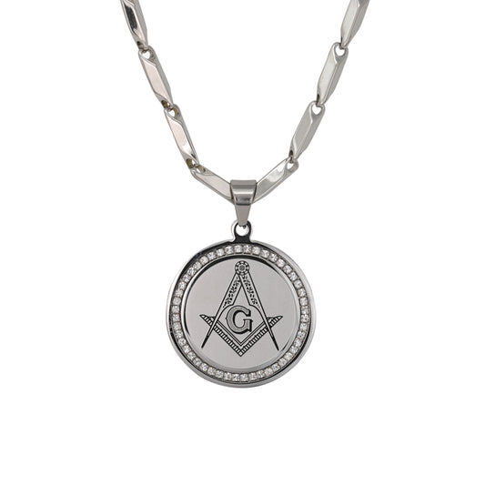 Large Free Mason Necklace with 4mm Bullet Chain 24" - SCP-761