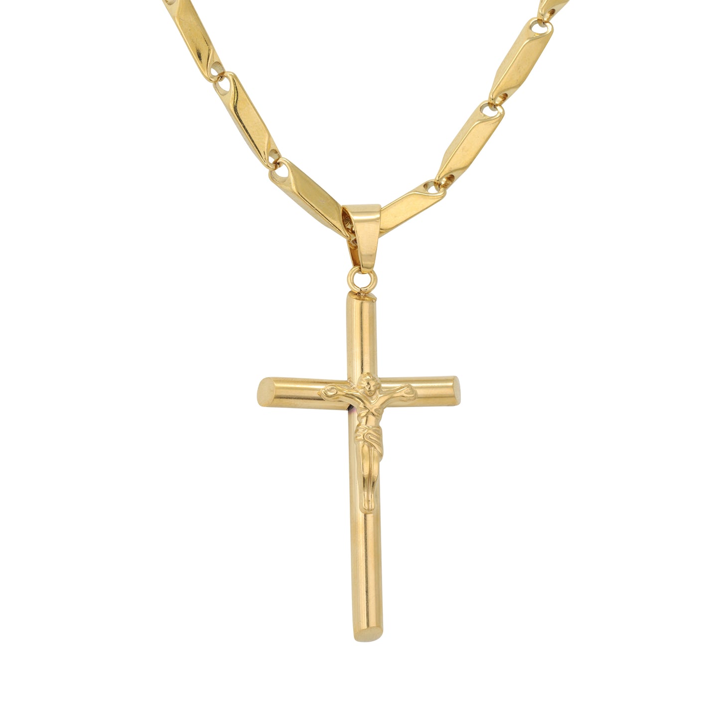 Large Cross Necklace with 4mm Bullet Chain 24" - SCP-763**