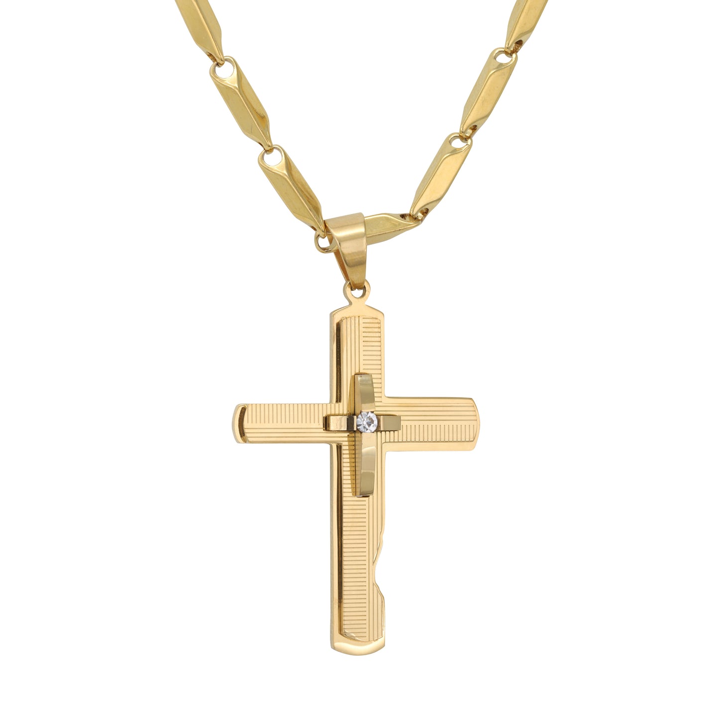 Large Cross Necklace with 4mm Bullet Chain 24" - SCP-765**