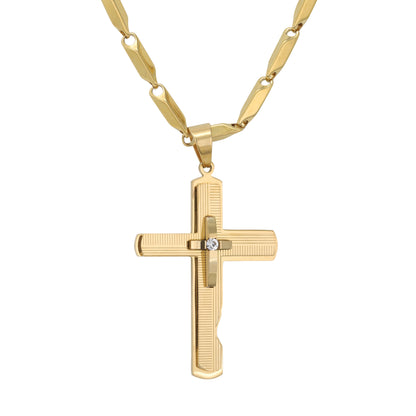 Large Cross Necklace with 4mm Bullet Chain 24" - SCP-765**