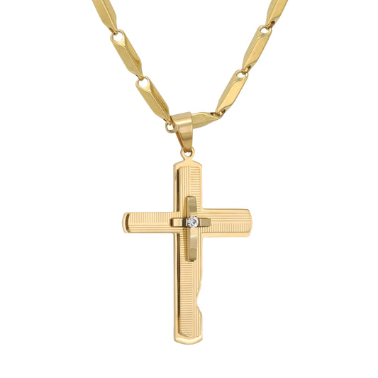 Large Cross Necklace with 4mm Bullet Chain 24" - SCP-765**