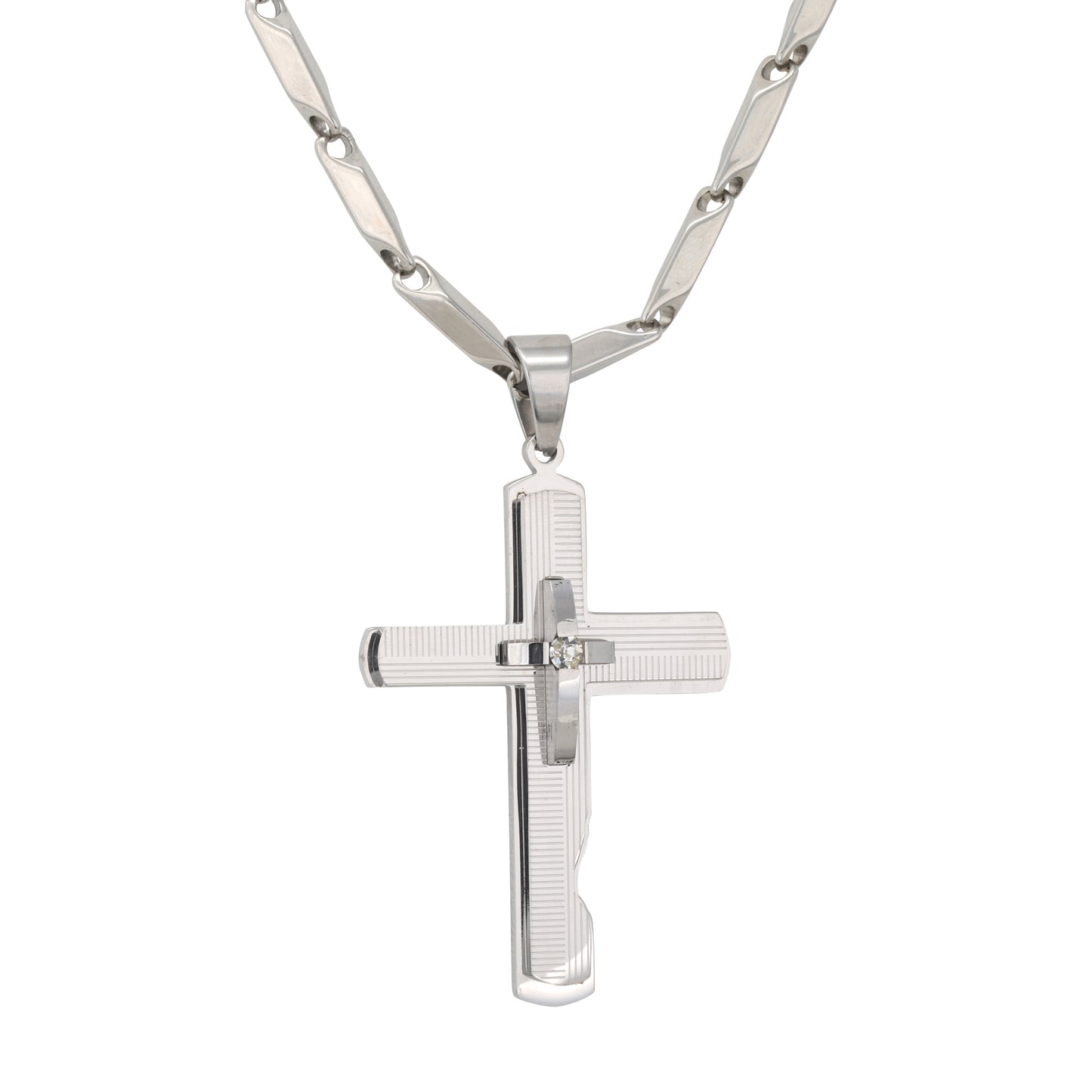 Large Cross Necklace with 4mm Bullet Chain 24" - SCP-765**