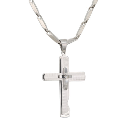 Large Cross Necklace with 4mm Bullet Chain 24" - SCP-765**