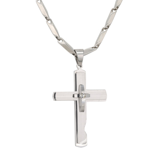 Large Cross Necklace with 4mm Bullet Chain 24" - SCP-765**