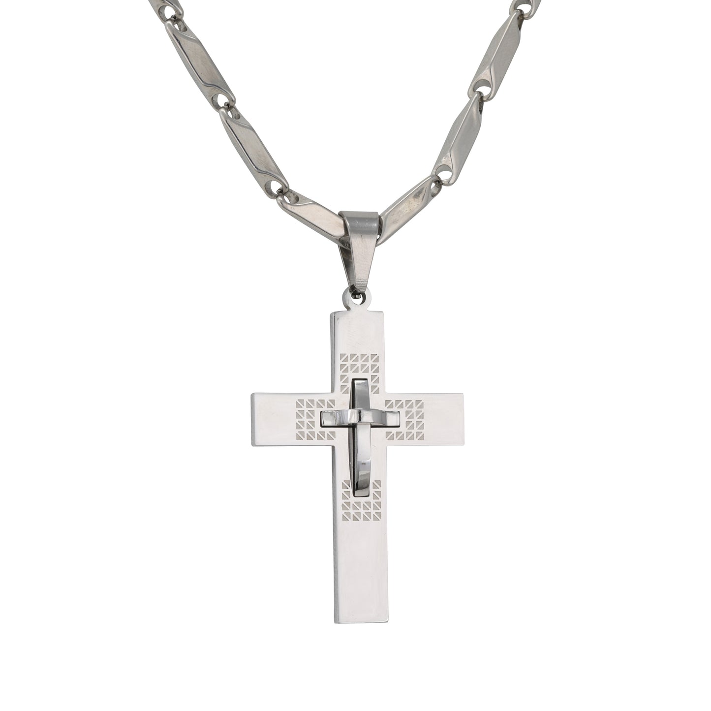 Large Cross Necklace with 4mm Bullet Chain 24" - SCP-766