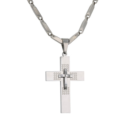 Large Cross Necklace with 4mm Bullet Chain 24" - SCP-766