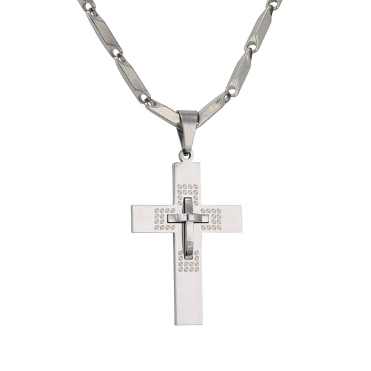 Large Cross Necklace with 4mm Bullet Chain 24" - SCP-766
