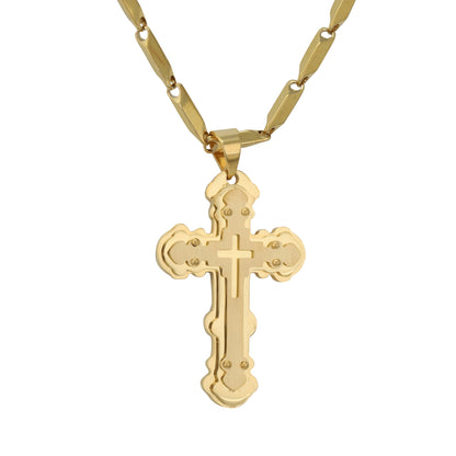 Large Cross Necklace with 4mm Bullet Chain 24" - SCP-767**