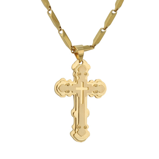 Large Cross Necklace with 4mm Bullet Chain 24" - SCP-767**