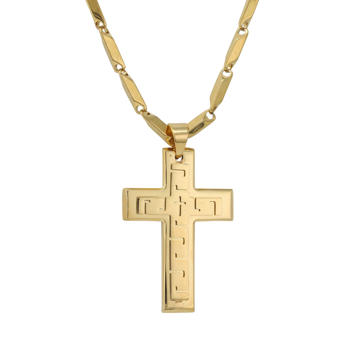 Large Cross Necklace with 4mm Bullet Chain 24" - SCP-769**