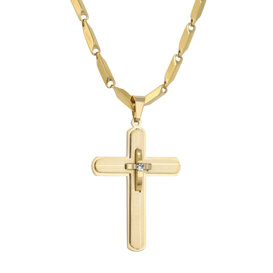 Large Cross Necklace with 4mm Bullet Chain 24" - SCP-770