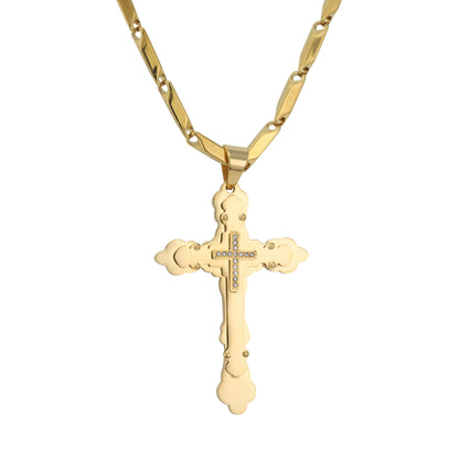 Large Cross Necklace with 4mm Bullet Chain 24" - SCP-772