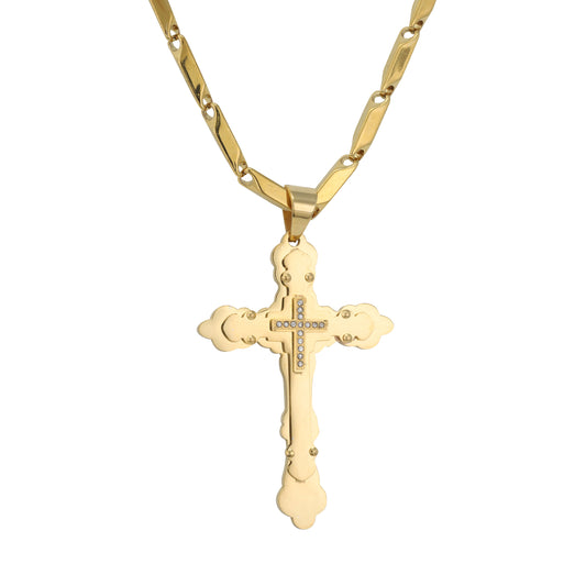 Large Cross Necklace with 4mm Bullet Chain 24" - SCP-772
