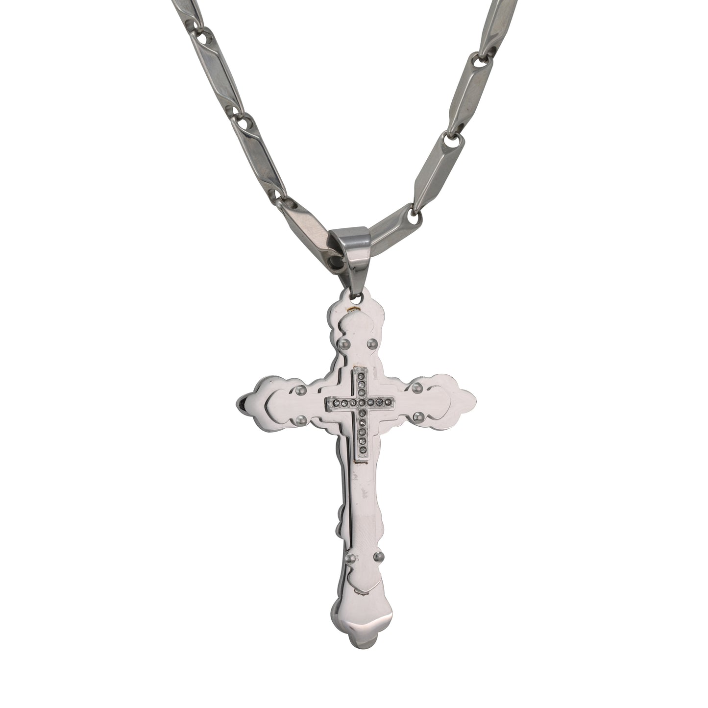 Large Cross Necklace with 4mm Bullet Chain 24" - SCP-772