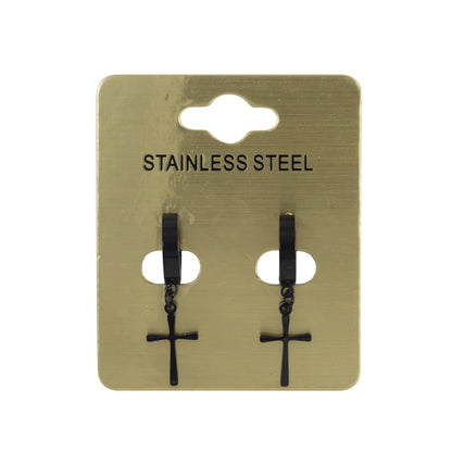 Cross Plain Hoop Earring - SE-31