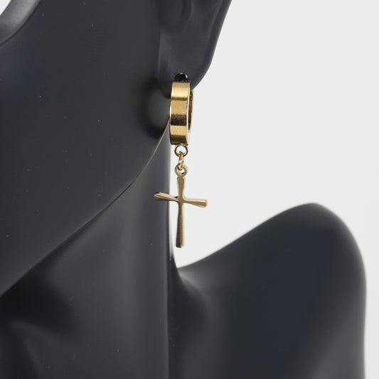 Cross Plain Hoop Earring - SE-31