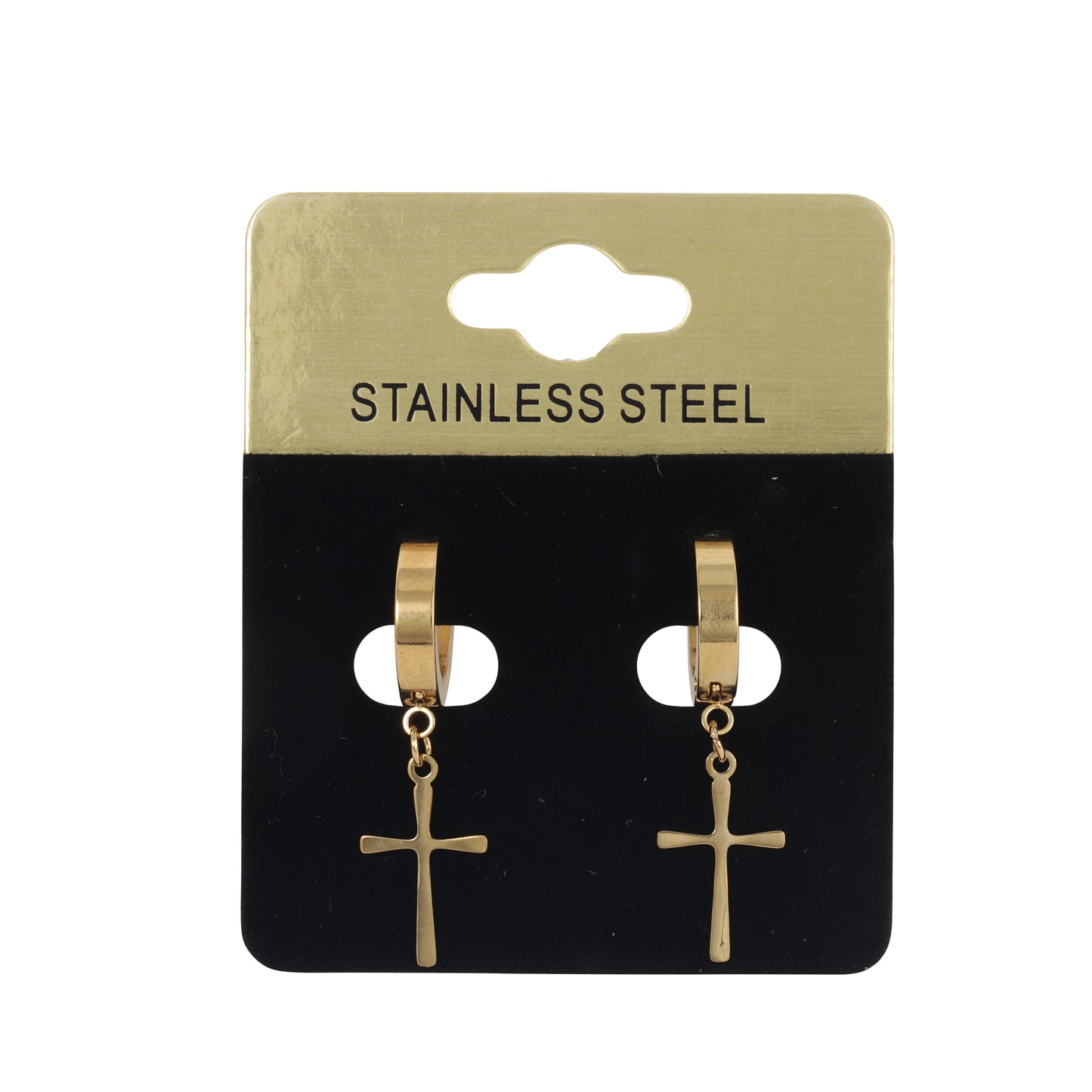 Cross Plain Hoop Earring - SE-31