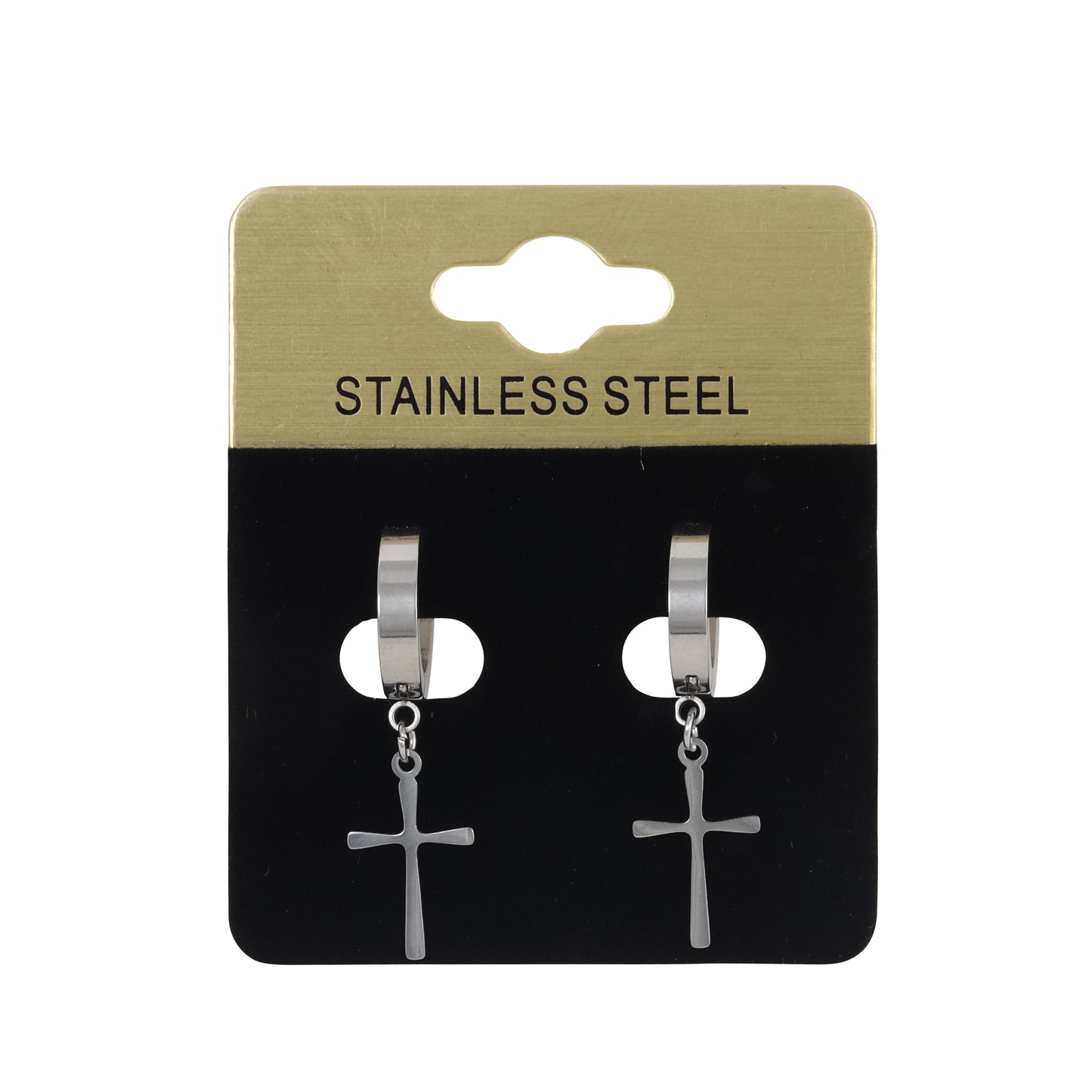 Cross Plain Hoop Earring - SE-31