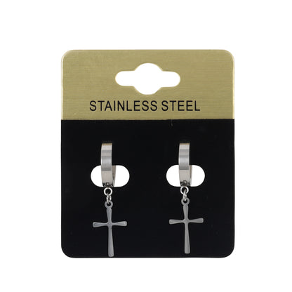 Cross Plain Hoop Earring - SE-31