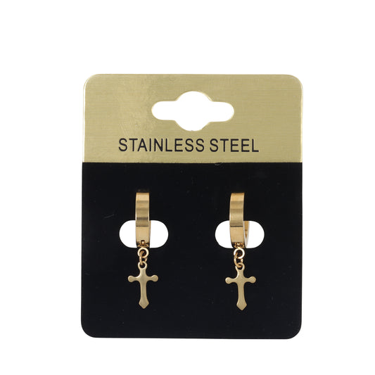 Cross Plain Hoop Earring - SE-51