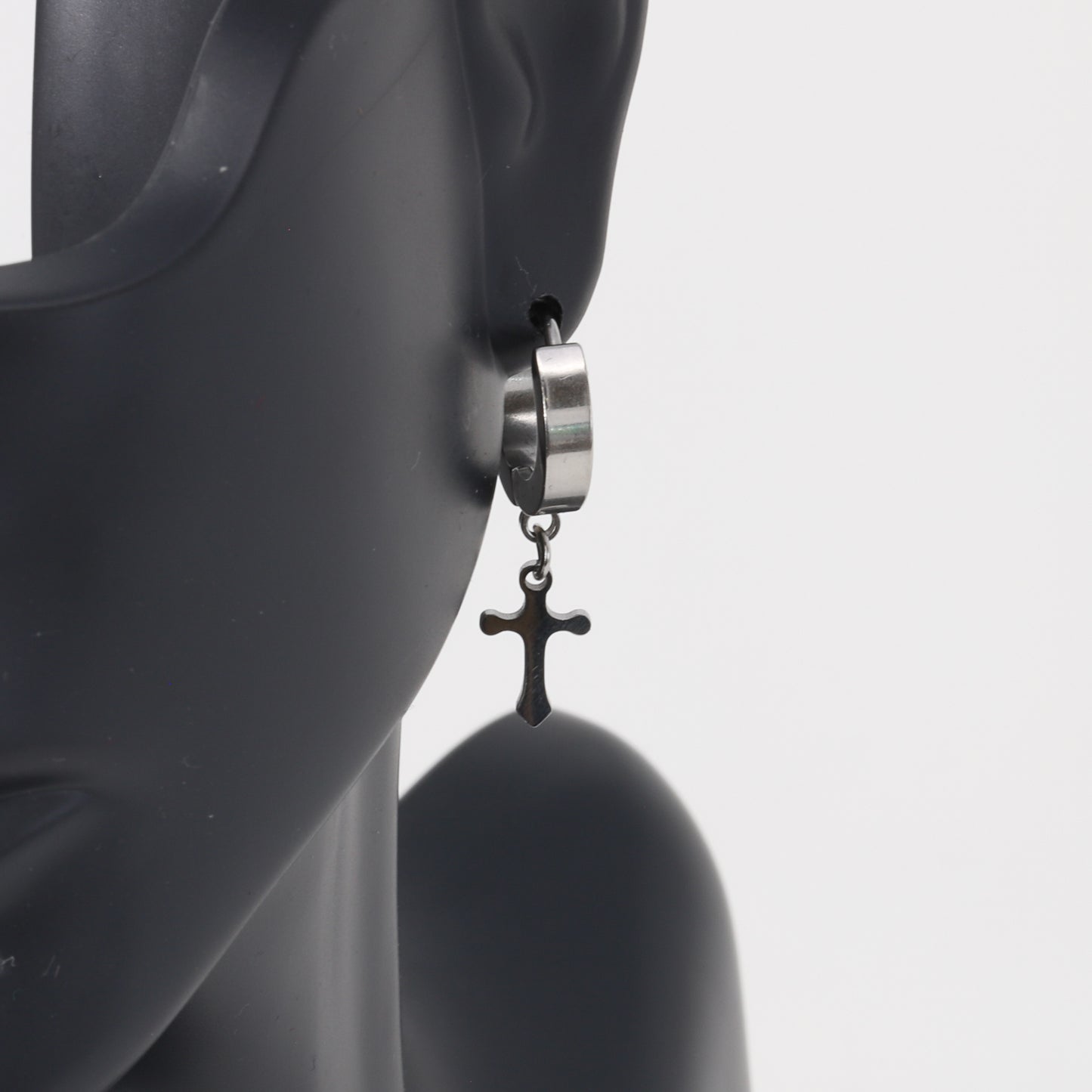 Cross Plain Hoop Earring - SE-51