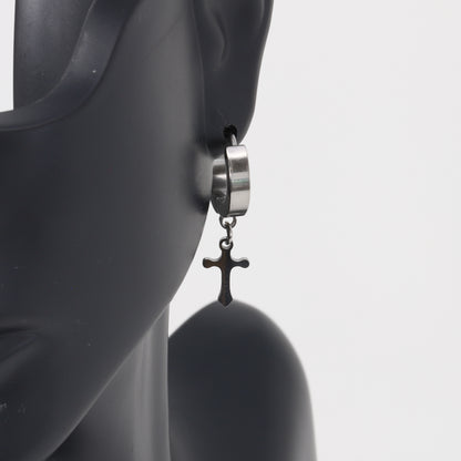 Cross Plain Hoop Earring - SE-51