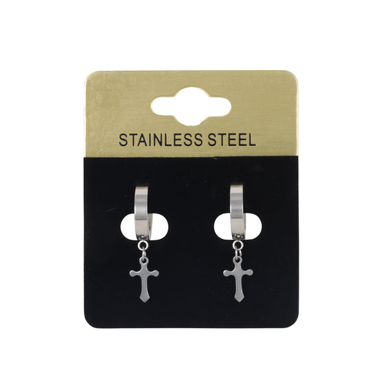 Cross Plain Hoop Earring - SE-51