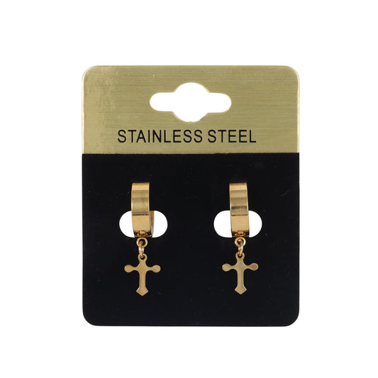 Cross Plain Hoop Earring - SE-61