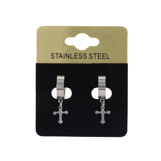 Cross Plain Hoop Earring - SE-61