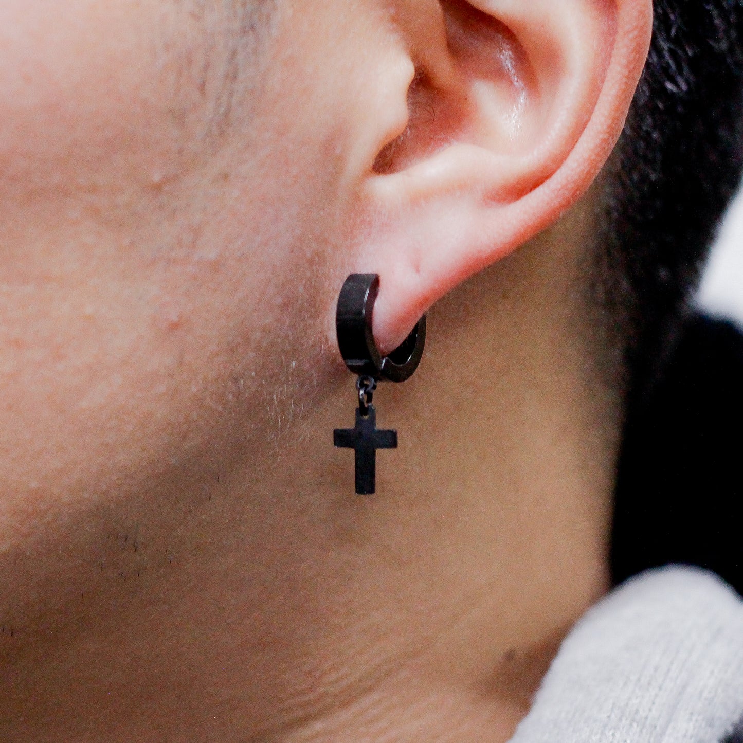 Cross Plain Hoop Earring - SE-62